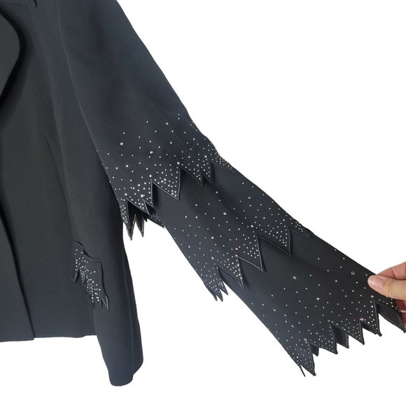 Promise New York vintage black witchy sparkle rhinestone rocker blazer jacket 20 - Picture 12 of 14